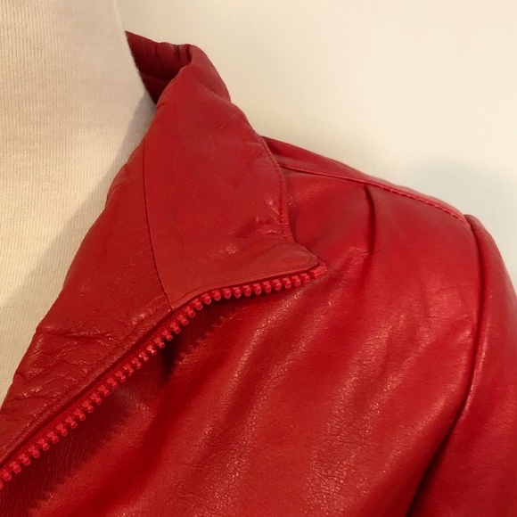 Vintage 'Eaton' Cherry-Red Leather Bomber Jacket - Picture 4 of 14